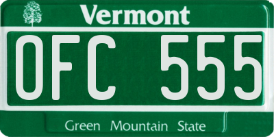VT license plate OFC555