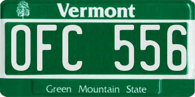 VT license plate OFC556