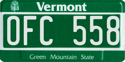 VT license plate OFC558