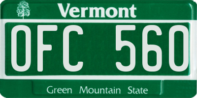 VT license plate OFC560