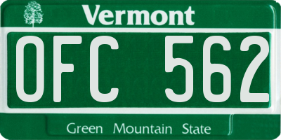 VT license plate OFC562