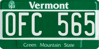 VT license plate OFC565
