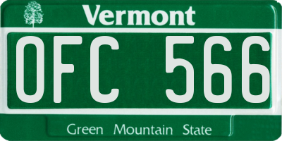 VT license plate OFC566