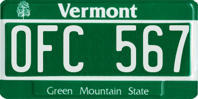 VT license plate OFC567