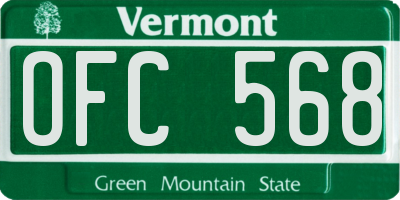VT license plate OFC568