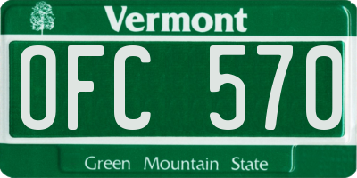 VT license plate OFC570