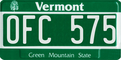 VT license plate OFC575