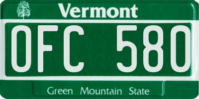 VT license plate OFC580