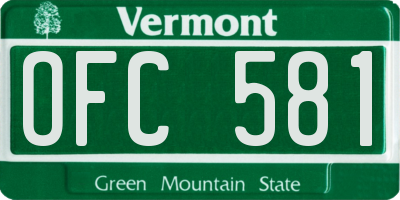 VT license plate OFC581