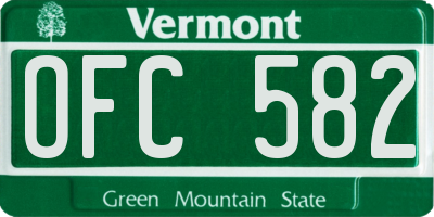 VT license plate OFC582