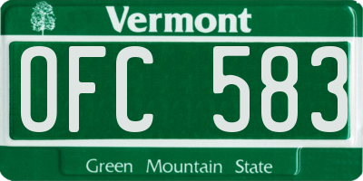 VT license plate OFC583