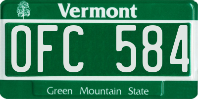 VT license plate OFC584