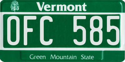 VT license plate OFC585