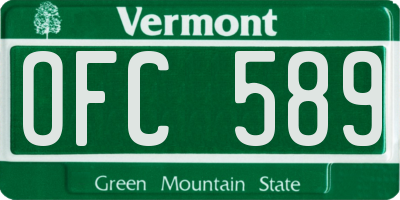 VT license plate OFC589