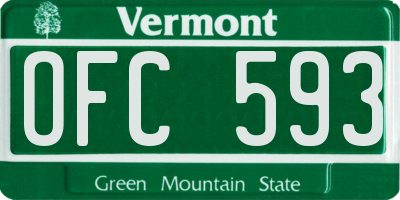 VT license plate OFC593