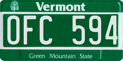 VT license plate OFC594