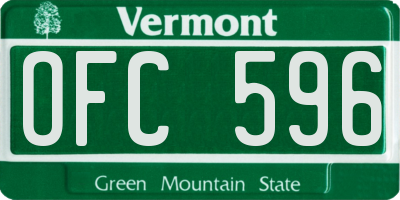VT license plate OFC596