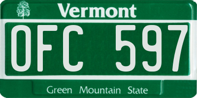 VT license plate OFC597