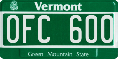VT license plate OFC600