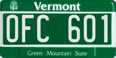 VT license plate OFC601