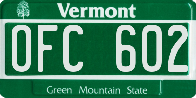 VT license plate OFC602