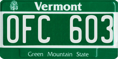 VT license plate OFC603