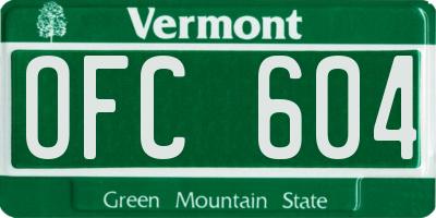 VT license plate OFC604
