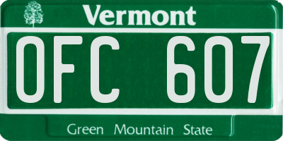 VT license plate OFC607