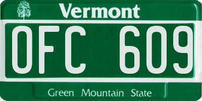 VT license plate OFC609
