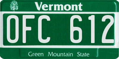 VT license plate OFC612