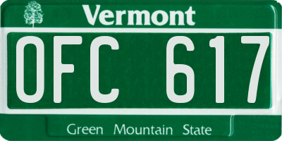 VT license plate OFC617