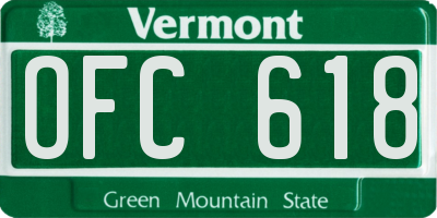 VT license plate OFC618