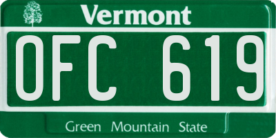 VT license plate OFC619