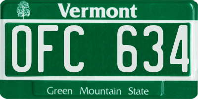 VT license plate OFC634