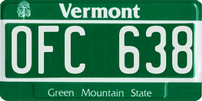 VT license plate OFC638