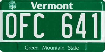 VT license plate OFC641