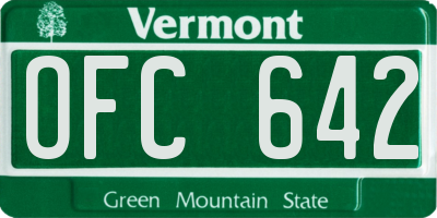 VT license plate OFC642