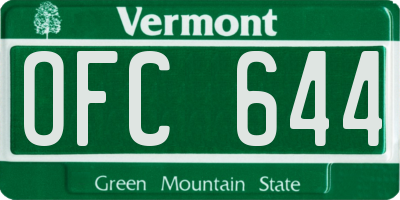 VT license plate OFC644