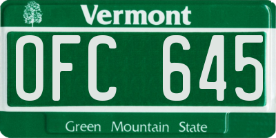 VT license plate OFC645