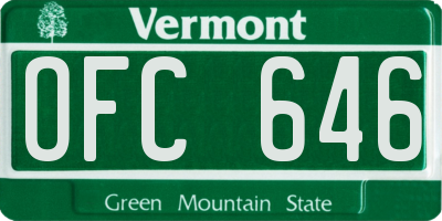 VT license plate OFC646