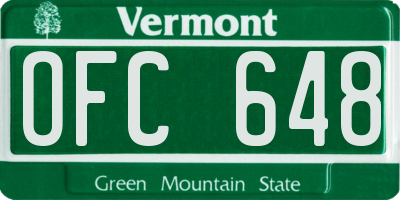 VT license plate OFC648