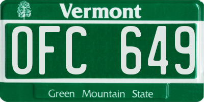 VT license plate OFC649