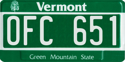 VT license plate OFC651