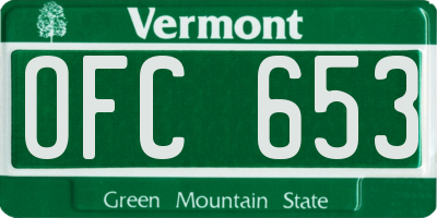 VT license plate OFC653