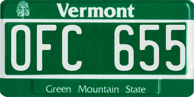 VT license plate OFC655