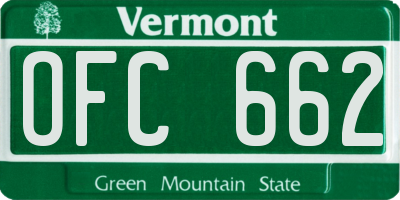 VT license plate OFC662