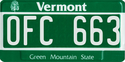 VT license plate OFC663
