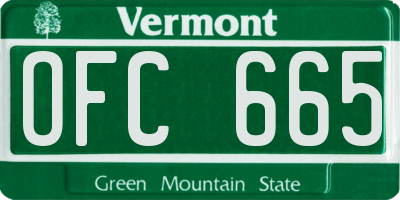 VT license plate OFC665