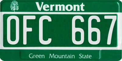 VT license plate OFC667