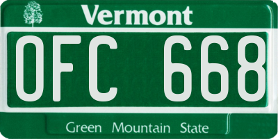VT license plate OFC668